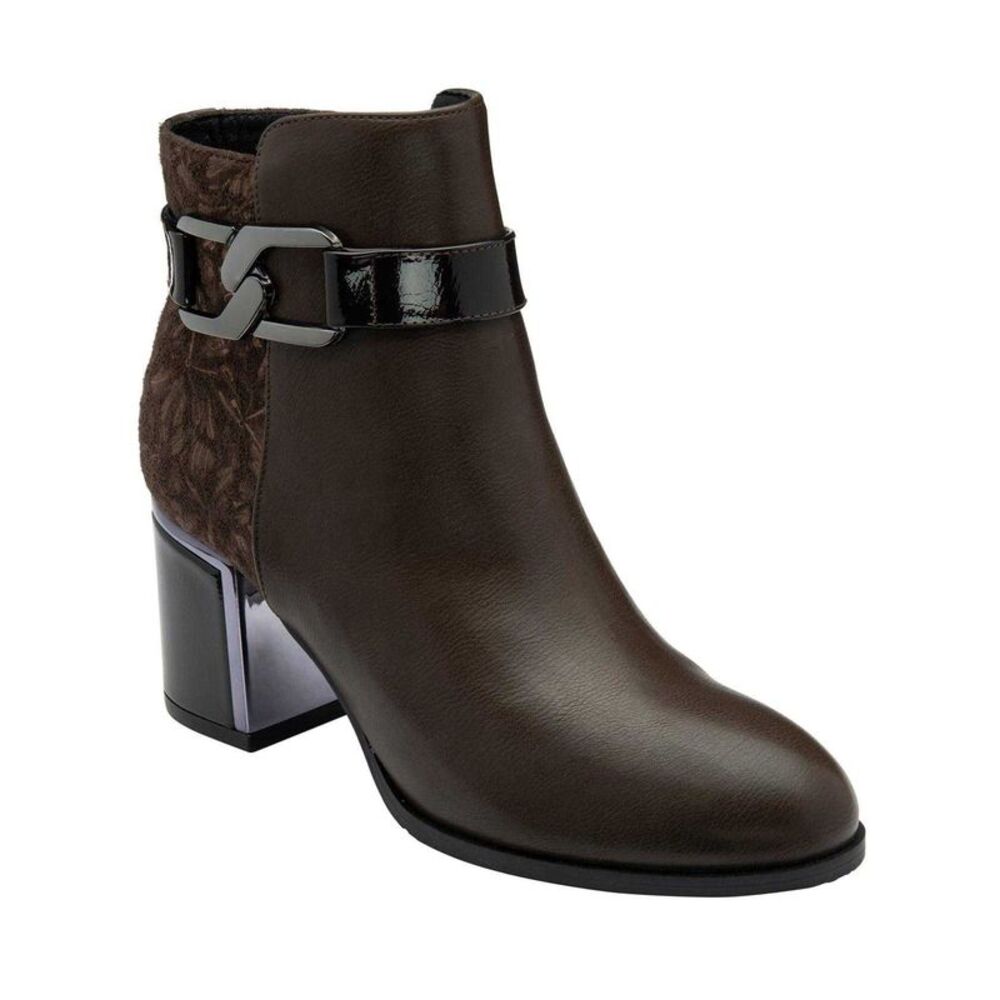 Lotus Shoes Womens/Ladies Adelaide Leather Block Heel Ankle Boots / Brown